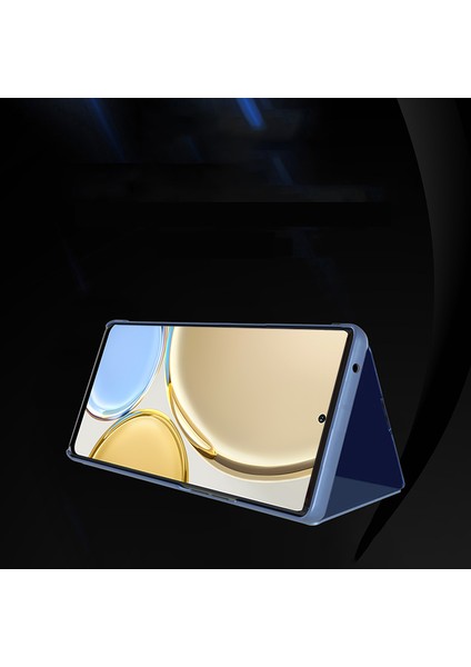Honor X9 5G/X30 5g/magic4 Lite 5g Katlanabilir Stand Tasarım Pu Deri Kılıf Görünüm Penceresi Elektrokaplama Ayna Aşınmaya Dayanıklı Telefon Kabuğu-Gül Altını (Yurt Dışından) modelleri