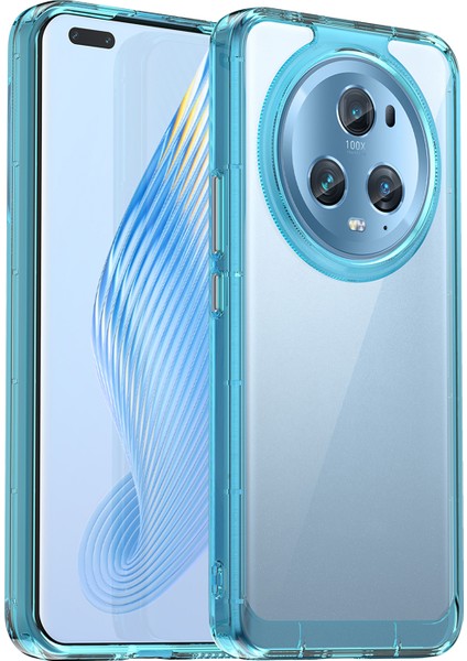 Honor Magic5 Pro Tpu+Akrilik Çizilmez Telefon Kılıfı Düşmeye Dayanıklı Arka Kapak-Şeffaf Mavi (Yurt Dışından)