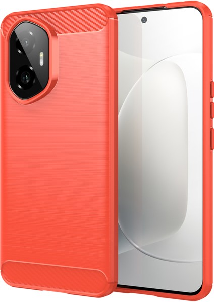 Honor 300 Kılıfı Karbon Fiber Doku Fırçalanmış Telefon Arka Kapağı-Kırmızı (Yurt Dışından)