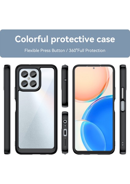 Honor 70 Lite 5g/play 30 5g/x8 5g/x6 4G/PLAY6C 4G/X8A 4G/X6S 4g Için Telefon Kılıfı, Tpu+Akrilik Şeffaf Arka Kapak-Siyah (Yurt Dışından) fiyatları