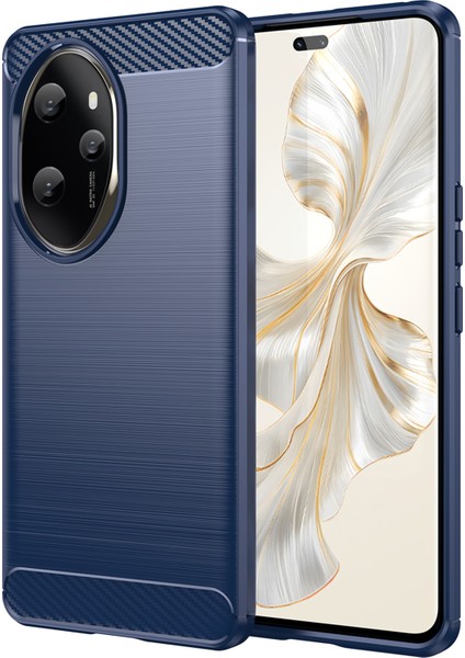 Honor 100 Pro 5g Kılıf Karbon Fiber Fırçalanmış Tpu Telefon Kılıfı-Mavi (Yurt Dışından)