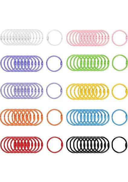 100 Adet Renkli Kitap Kapaklı Dosya Halkaları - 3 cm Metal Kapaklı Kağıt Defter Halkaları Kartlar, Belgeler Için Anahtarlık Halkaları (Yurt Dışından) fiyatları