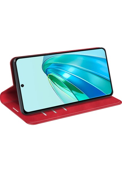 Honor X9A 5g Cüzdan Telefon Kılıfı Cilt Dokunuşlu Deri Kapaklı Standlı-Kırmızı (Yurt Dışından) fırsatları