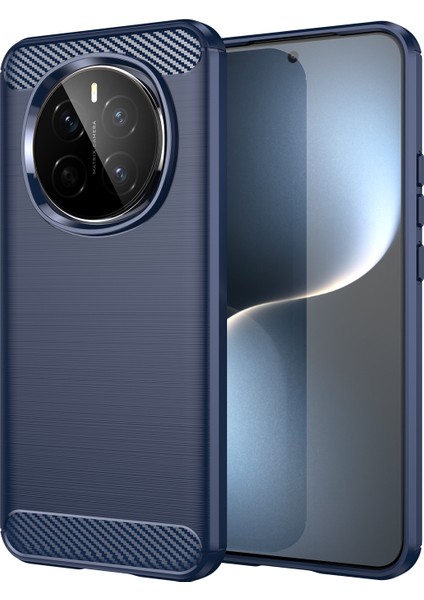 Honor Magic7 5g Kılıf Karbon Fiber Doku Fırçalanmış Parmak Izi Önleyici Telefon Arka Kapağı-Mavi (Yurt Dışından)