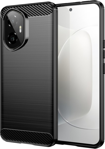 Honor 300 Kılıfı Karbon Fiber Doku Fırçalanmış Telefon Arka Kapağı-Siyah (Yurt Dışından)