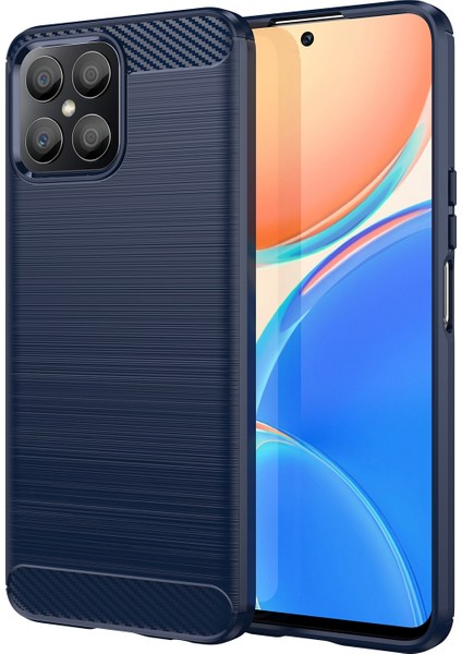 Honor X8 4g 4g Tpu Telefon Kılıfı Karbon Fiber Doku Fırçalanmış Darbeye Dayanıklı Kılıf Aşınmaya Dayanıklı Telefon Kılıfı-Mavi (Yurt Dışından)