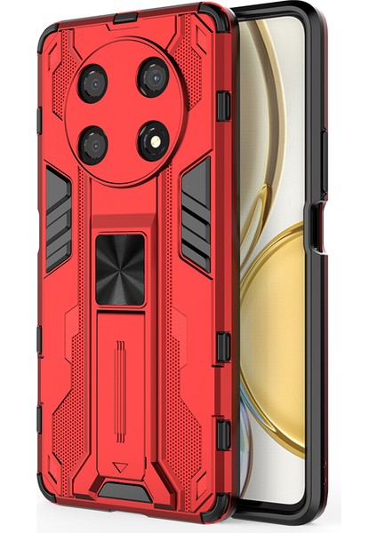 Honor X30/X9 5g/magic 4 Lite 5g Darbeye Dayanıklı Yumuşak Tpu Sert Pc Cep Telefonu Kılıfı Kickstand ile Kabuk-Kırmızı (Yurt Dışından)