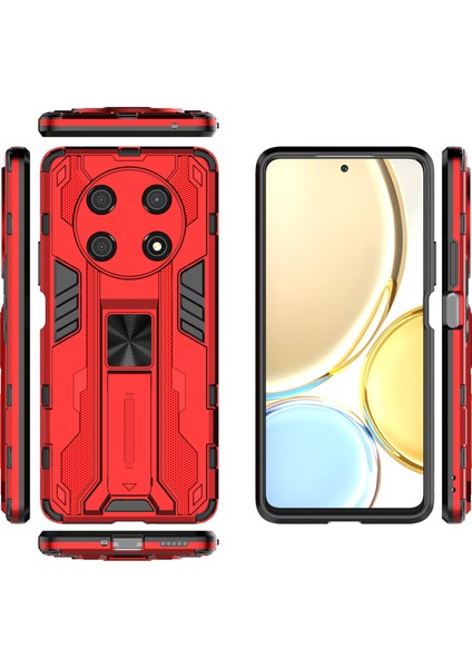 Honor X30/X9 5g/magic 4 Lite 5g Darbeye Dayanıklı Yumuşak Tpu Sert Pc Cep Telefonu Kılıfı Kickstand ile Kabuk-Kırmızı (Yurt Dışından) fırsatları