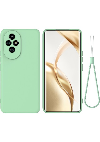 Honor 200 5g Neo Kılıf Düşmeye Karşı Dayanıklı Sıvı Silikon Telefon Kılıfı Askılı-Yeşil (Yurt Dışından)