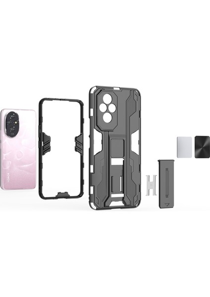 Honor 200 5g Kılıf Pc+Tpu Darbeye Dayanıklı Telefon Kılıfı Kickstand Ile-Gümüş (Yurt Dışından) fiyatları