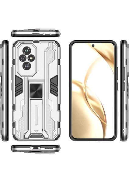 Honor 200 5g Kılıf Pc+Tpu Darbeye Dayanıklı Telefon Kılıfı Kickstand Ile-Gümüş (Yurt Dışından) fırsatları