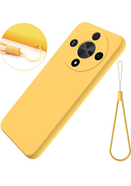 Honor X9B 5g/magic6 Lite 5g Kılıf Telefon Kılıfı Yumuşak Astarlı Sıvı Silikon Kabuk Kayışlı-Sarı (Yurt Dışından)