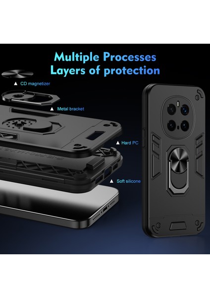 Honor Magic7 Pro 5g Kılıf Pc+Tpu Drop Defend Telefon Kılıfı Halkalı Ayaklıklı-Siyah (Yurt Dışından) fırsatları