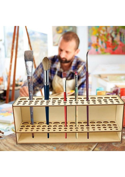 Boya Fırçası Standı Ahşap Boyama Fırçası Standı Masa Düzenleyici Raf Makyaj Fırçası Rafı Boyama Malzemeleri (Yurt Dışından) modelleri