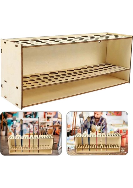 Boya Fırçası Standı Ahşap Boyama Fırçası Standı Masa Düzenleyici Raf Makyaj Fırçası Rafı Boyama Malzemeleri (Yurt Dışından) indirimleri