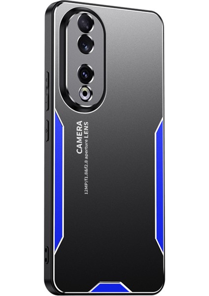 Honor 90 Pro Arka Kılıf Alüminyum Alaşımlı+Tpu+Pc Şok Emici Cep Telefonu Kılıfı-Mavi (Yurt Dışından)