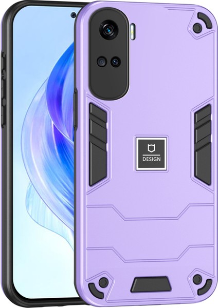 Honor 90 Lite 5g Kılıf Hibrit Çift Katmanlı 2'si 1 Arada Sert Pc Yumuşak Tpu Telefon Kılıfı-Mor (Yurt Dışından)