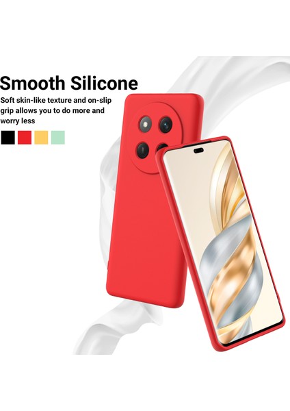 Honor X60 Pro 5g Kılıf Sıvı Silikon Telefon Arka Kapağı El Kayışı Ile-Kırmızı (Yurt Dışından) modelleri