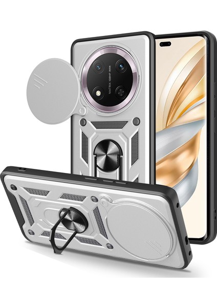 Honor X60 Pro 5g/magic7 Lite 5G/X9C 5g Kılıfı Kayar Kamera Kapağı Pc+Tpu Destekli Telefon Kılıfı-Gümüş (Yurt Dışından)