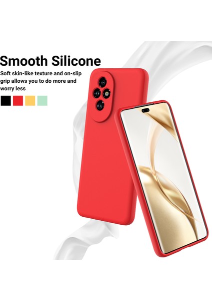 Honor 200 Pro 5g Kılıf Sıvı Silikon Çizilmez Telefon Kılıfı El Kayışı Ile-Kırmızı (Yurt Dışından) indirimleri