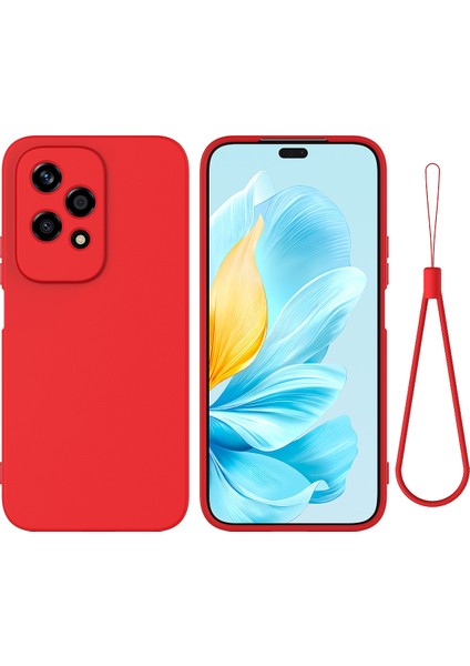 Honor 200 Lite Kılıf Askılı Sıvı Silikon Telefon Kılıfı Kamera Koruma-Kırmızı (Yurt Dışından)