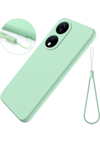 Honor Play 50 Plus 5G/X7B 4g/90 Akıllı Sıvı Silikon Kılıf Kayışlı Çizilmez Kapak-Yeşil (Yurt Dışından)