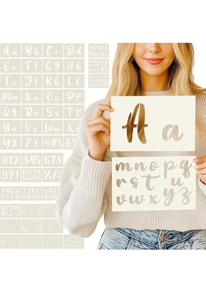 50 Parça Kaligrafi Şablon Alfabesi - Harfler ve Rakamlar Içerir Yeniden Kullanılabilir El Yazısı Şablon Alfabesi (Yurt Dışından) modelleri