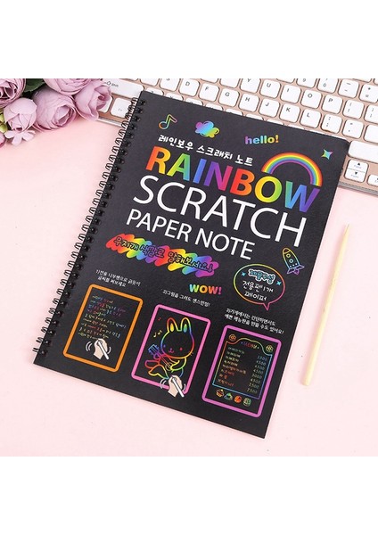 2 Adet Gökkuşağı Çizik Kağıdı Çocuk Sanat Kitabı Siyah Kendin Yap Gökkuşağı Sanat Kağıdı Kartı Ahşap Çubuklu Neon Çizik Defteri (Yurt Dışından) fırsatları