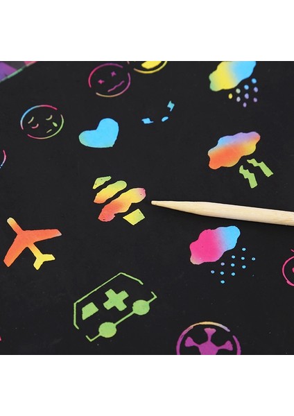 2 Adet Gökkuşağı Çizik Kağıdı Çocuk Sanat Kitabı Siyah Kendin Yap Gökkuşağı Sanat Kağıdı Kartı Ahşap Çubuklu Neon Çizik Defteri (Yurt Dışından) indirimleri