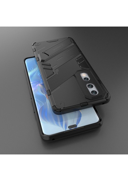 Honor 80 Pro 5g Için Düşmeye Dayanıklı Korumalı Kickstand Telefon Kılıfı, Sert Pc Yumuşak Tpu Hibrit Kılıf-Siyah (Yurt Dışından) indirimleri