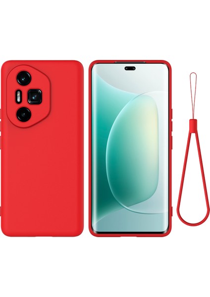 Honor 300 Ultra/honor 300 Pro Kılıf Sıvı Silikon Telefon Arka Kapağı El Kayışı Ile-Kırmızı (Yurt Dışından)