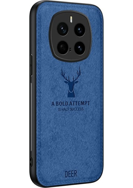 Honor Magic7 Pro 5g Kılıf Geyik Desenli Kumaş Doku Pu Deri Hibrit Telefon Kılıfı-Mavi (Yurt Dışından)