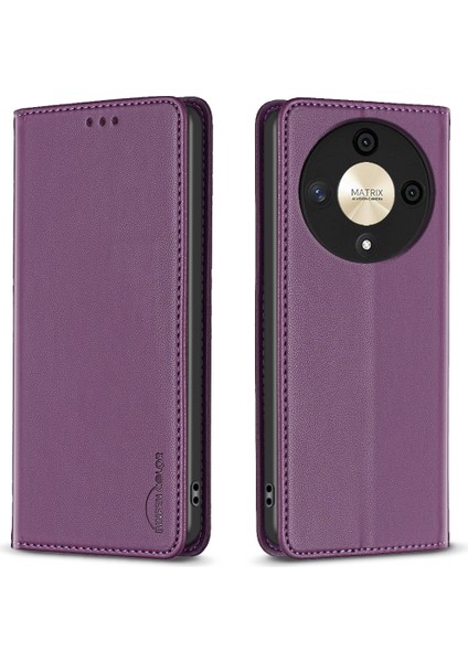 Bınfen Color BF18 Honor X9B 5g/magic6 Lite 5g Telefon Kılıfı Kartlık Standı Ile-Koyu Mor (Yurt Dışından)