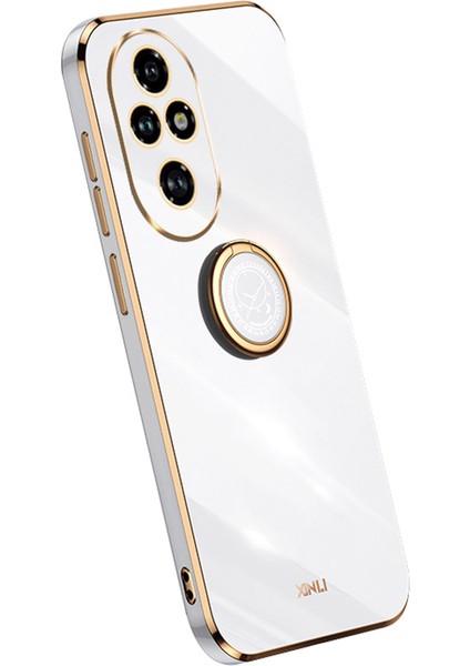 Xınlı For Honor 200 Pro 5g Kılıf Halka Ayaklı Tpu Telefon Kılıfı Galvanik Çerçeve-Beyaz (Yurt Dışından)