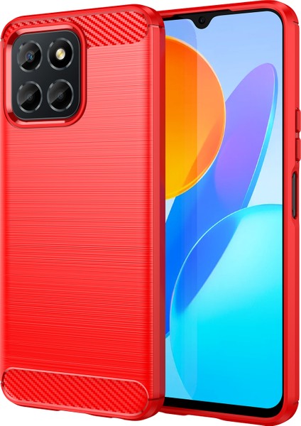Tpu Telefon Kılıfı Honor X8 5g/x6 4g/x6 5G/X6S 4g/play 30/PLAY6C 4g/70 Lite 5G/X8A 5g, Fırçalanmış Karbon Fiber Dokulu Koruyucu Kılıf-Kırmızı (Yurt Dışından)