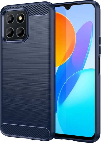 Tpu Telefon Kılıfı Honor X8 5g/x6 4g/x6 5G/X6S 4g/play 30/PLAY6C 4g/70 Lite 5G/X8A 5g, Fırçalanmış Karbon Fiber Dokulu Koruyucu Kılıf-Mavi (Yurt Dışından)