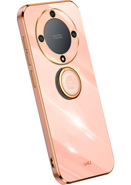 Xınlı For Honor Magic5 Lite 5G/X9A 5g Halkalı Kickstand Elektrokaplama Telefon Kılıfı Tpu Telefon Kılıfı-Pembe (Yurt Dışından)