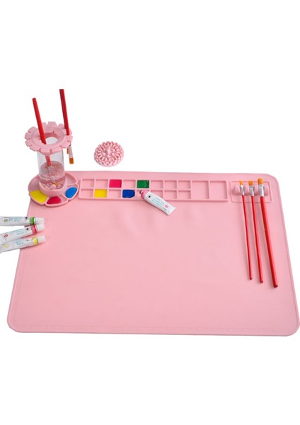 Yıkanabilir Silikon El Sanatları Grafiti Boyama Matı Kendin Yap Silikon Boyama Ovulabilir Pigment Paleti Boyama Pedi Pembe (Yurt Dışından)