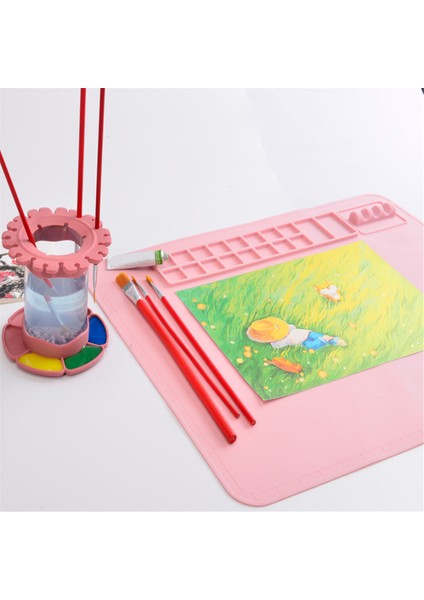 Yıkanabilir Silikon El Sanatları Grafiti Boyama Matı Kendin Yap Silikon Boyama Ovulabilir Pigment Paleti Boyama Pedi Pembe (Yurt Dışından) modelleri