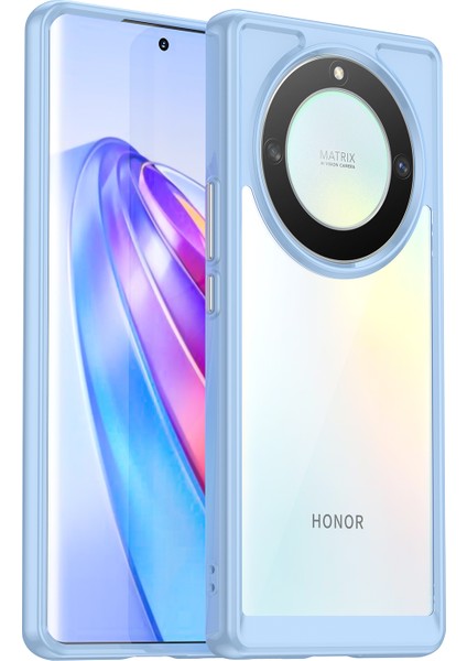 Honor Magic5 Lite 5G/X40 5G/X9A 5g Şeffaf Telefon Kılıfı Tpu+Akrilik Darbeye Dayanıklı Koruyucu Kılıf-Mavi (Yurt Dışından)