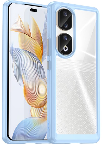 Honor 90 Pro Tpu+Akrilik Hibrit Telefon Kılıfı Şeffaf Arka Koruyucu Kapak-Mavi (Yurt Dışından)