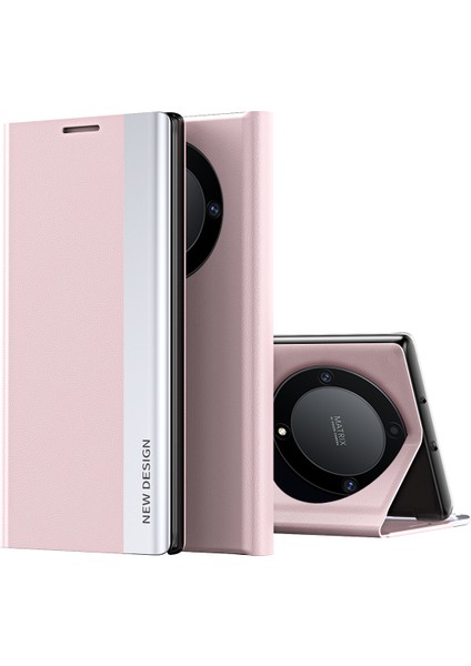 Honor X9B 5g/magic6 Lite 5G/X50 Pu Deri Kılıf Elektrokaplama Darbeye Dayanıklı Flip Kılıf-Pembe (Yurt Dışından)