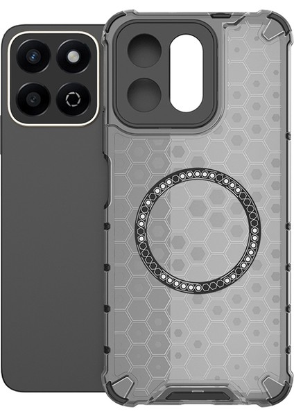 Honor Play 60 Plus 5g Kılıfı Magsafe Honeycomb Tasarım Tpu+Pc Telefon Kılıfı-Gri ile Uyumlu (Yurt Dışından)
