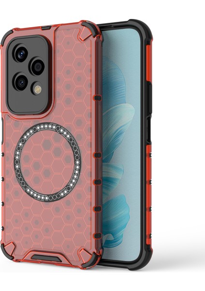 Honor 200 Lite Manyetik Kılıf Petek Tpu+Pc Cep Telefonu Kılıfı-Kırmızı (Yurt Dışından)
