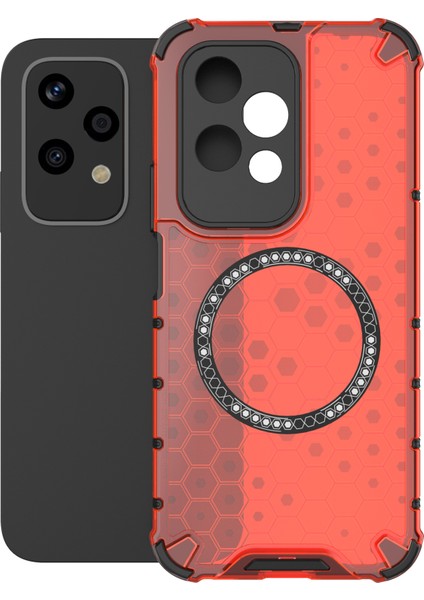 Honor 200 Lite Manyetik Kılıf Petek Tpu+Pc Cep Telefonu Kılıfı-Kırmızı (Yurt Dışından) modelleri