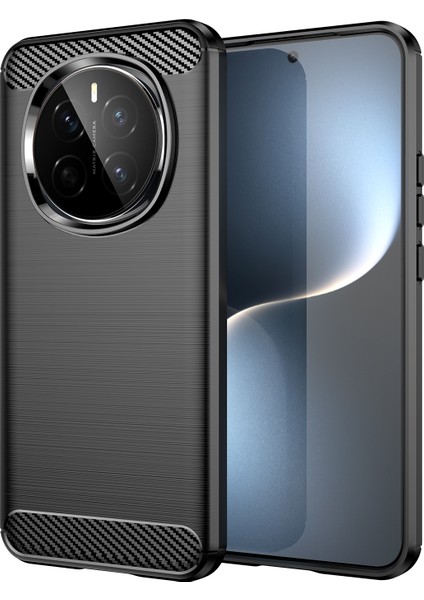 Honor Magic7 5g Kılıf Karbon Fiber Doku Fırçalanmış Parmak Izi Önleyici Telefon Arka Kapağı-Siyah (Yurt Dışından)