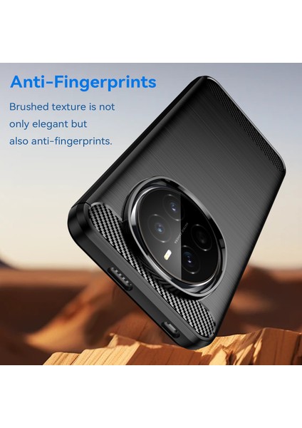 Honor Magic7 5g Kılıf Karbon Fiber Doku Fırçalanmış Parmak Izi Önleyici Telefon Arka Kapağı-Siyah (Yurt Dışından) modelleri