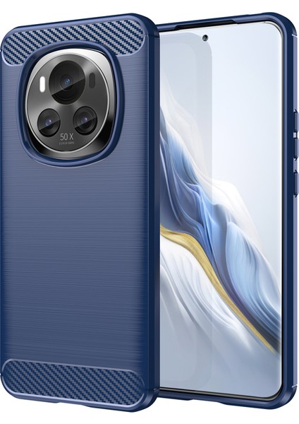 Honor Magic6 5g Kılıf Yumuşak Tpu Karbon Fiber Doku Telefon Arka Kapağı-Mavi (Yurt Dışından)