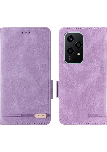 Honor 200 Lite Kılıf Deri Cüzdan Kapaklı Telefon Kılıfı Donanım Dekorlu-Mor (Yurt Dışından)