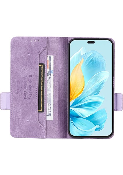 Honor 200 Lite Kılıf Deri Cüzdan Kapaklı Telefon Kılıfı Donanım Dekorlu-Mor (Yurt Dışından) fiyatları